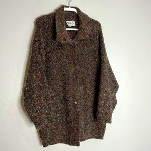 525 pebble Mix Knit Jacket button front cardigan sweater wool mohair oversized